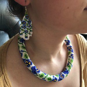 HANDMADE jewelry set necklace and earrings long